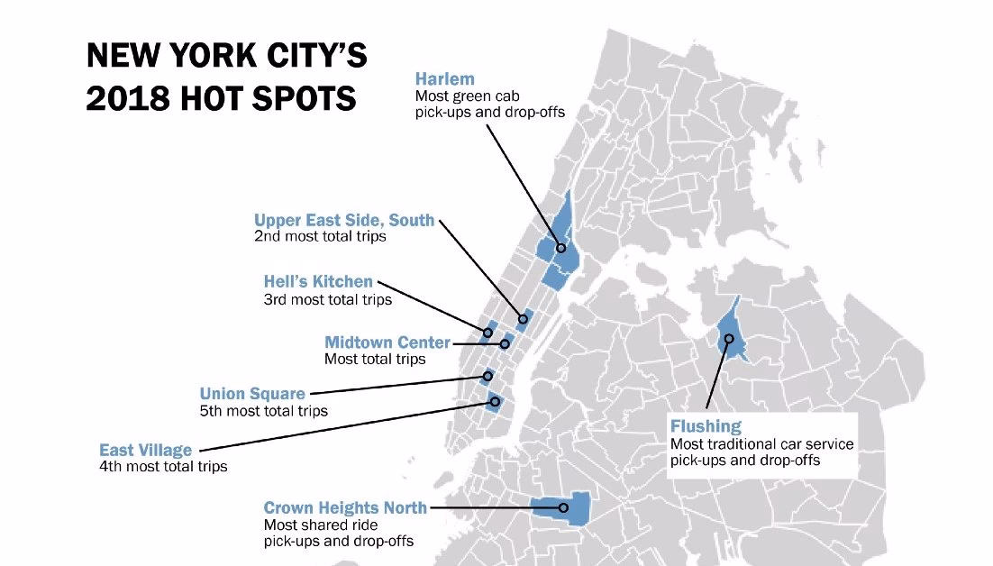 Where do cabs go in New York City?