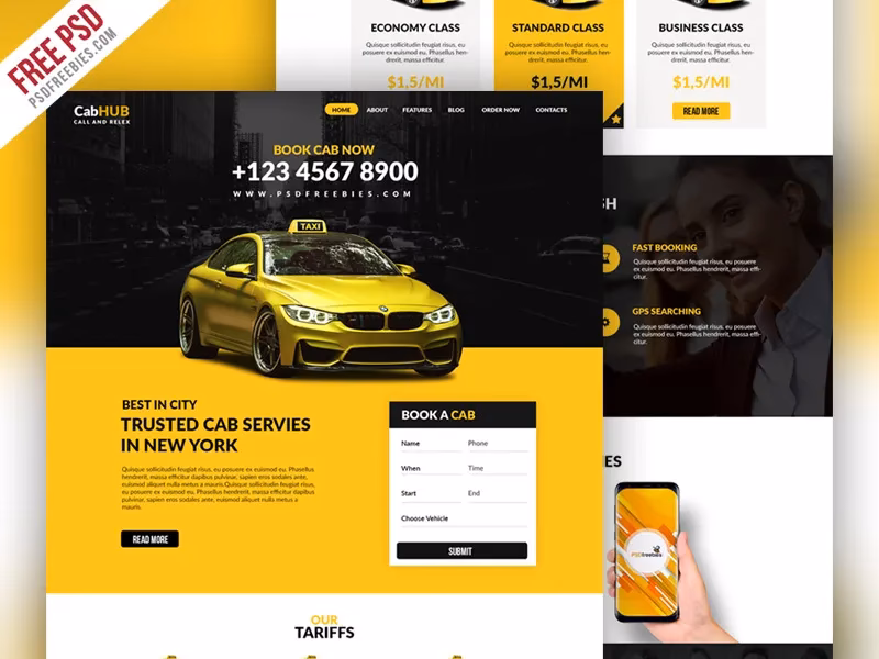 What is the best template for a taxi booking website?