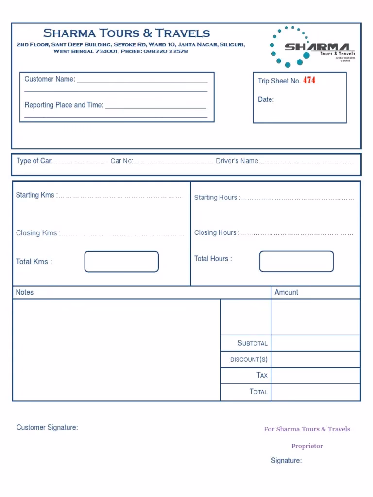 What is a trip sheet template?