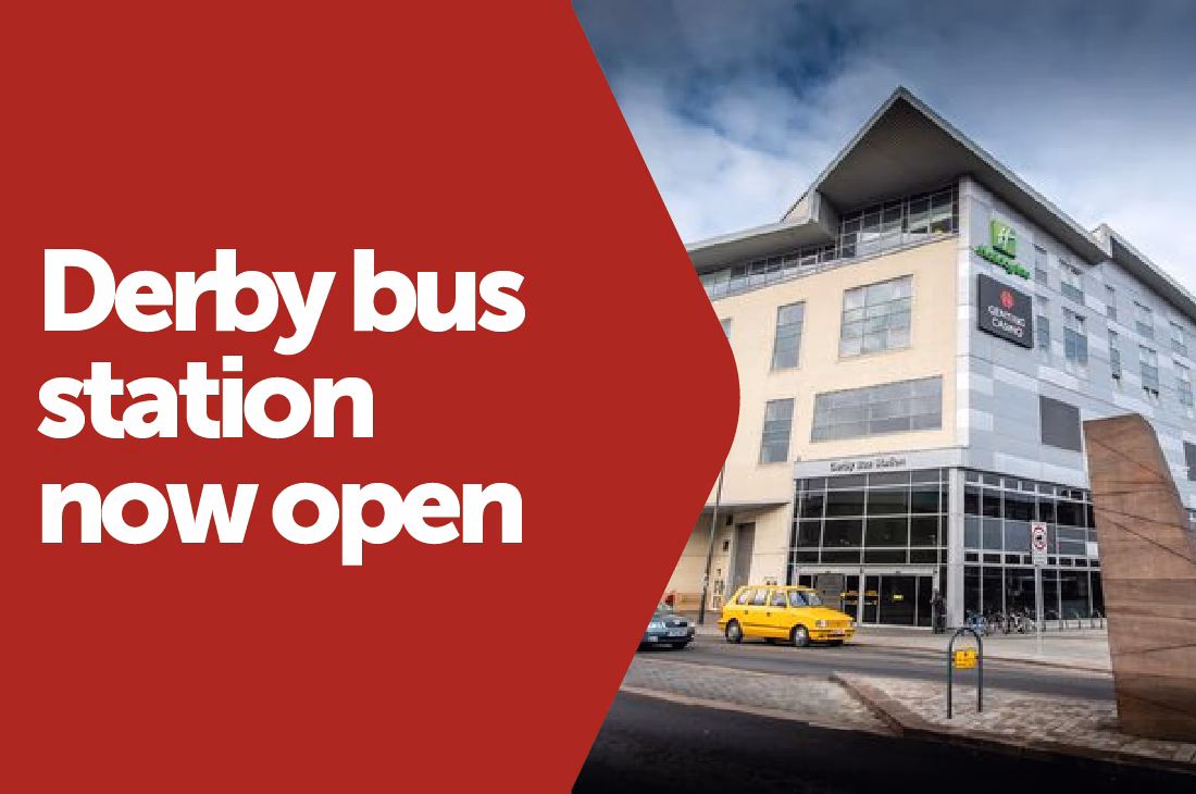 How far is Derby Stadium from the train station?